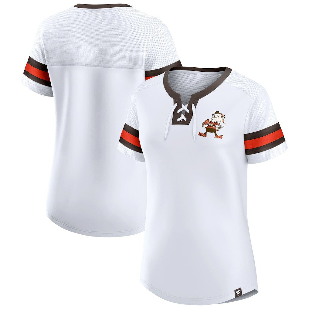 Cleveland Browns Women's Brownie The Elf Gridiron Classics Sunday Best Lace-Up T-Shirt | NFL Near me