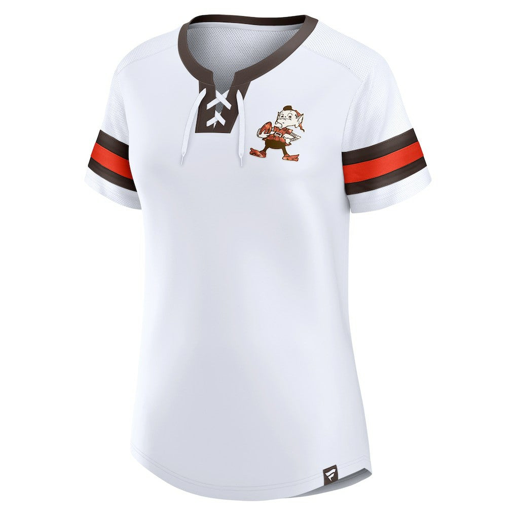 Cleveland Browns Women's Brownie The Elf Gridiron Classics Sunday Best Lace-Up T-Shirt | NFL Near me