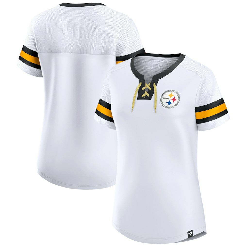 Pittsburgh Steelers Women's Sunday Best Lace-Up T-Shirt | NFL Online