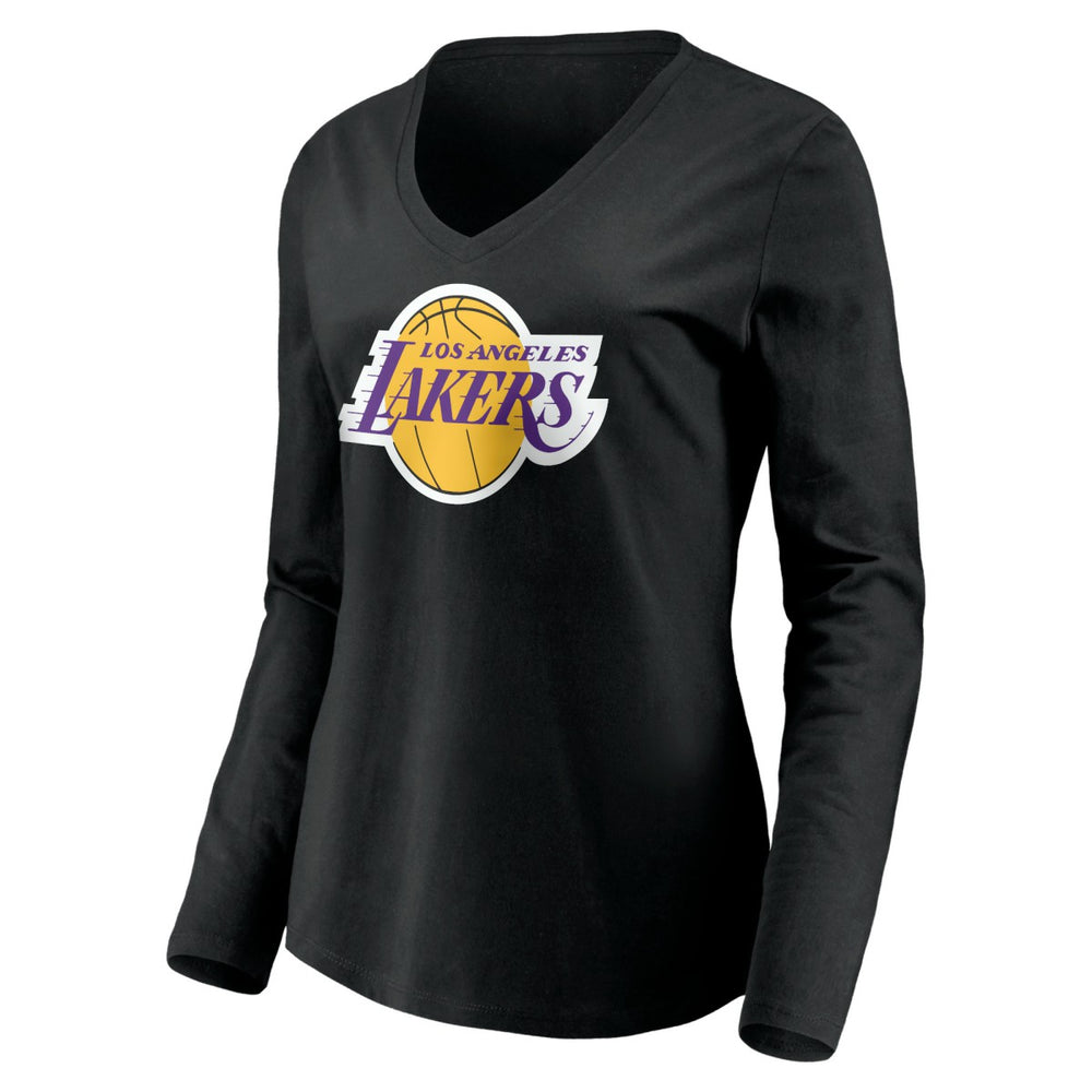 Black LeBron James Los Angeles Lakers Women's #6 Playmaker Name & Number Long Sleeve V-Neck T-Shirt | NBA