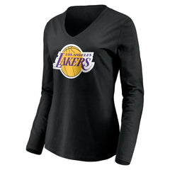 Black LeBron James Los Angeles Lakers Women's #6 Playmaker Name & Number Long Sleeve V-Neck T-Shirt | NBA