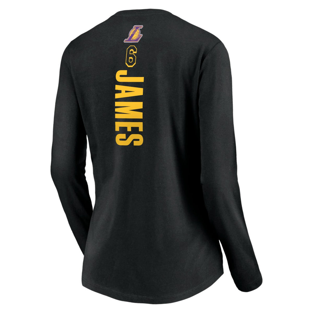 Black LeBron James Los Angeles Lakers Women's #6 Playmaker Name & Number Long Sleeve V-Neck T-Shirt | NBA