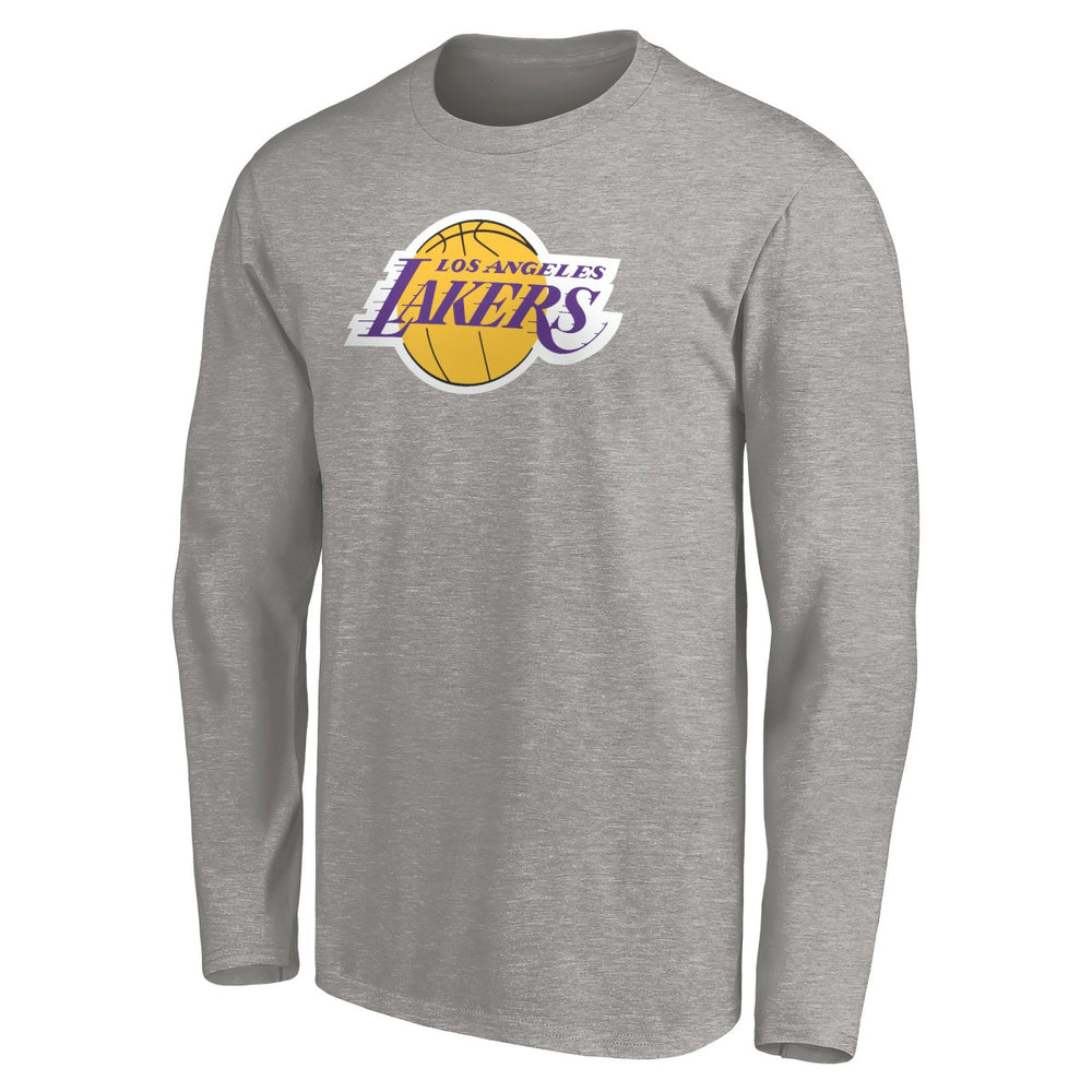 Heathered Gray LeBron James Los Angeles Lakers #6 Playmaker Name & Number Long Sleeve T-Shirt | NBA