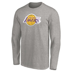 Heathered Gray LeBron James Los Angeles Lakers #6 Playmaker Name & Number Long Sleeve T-Shirt | NBA