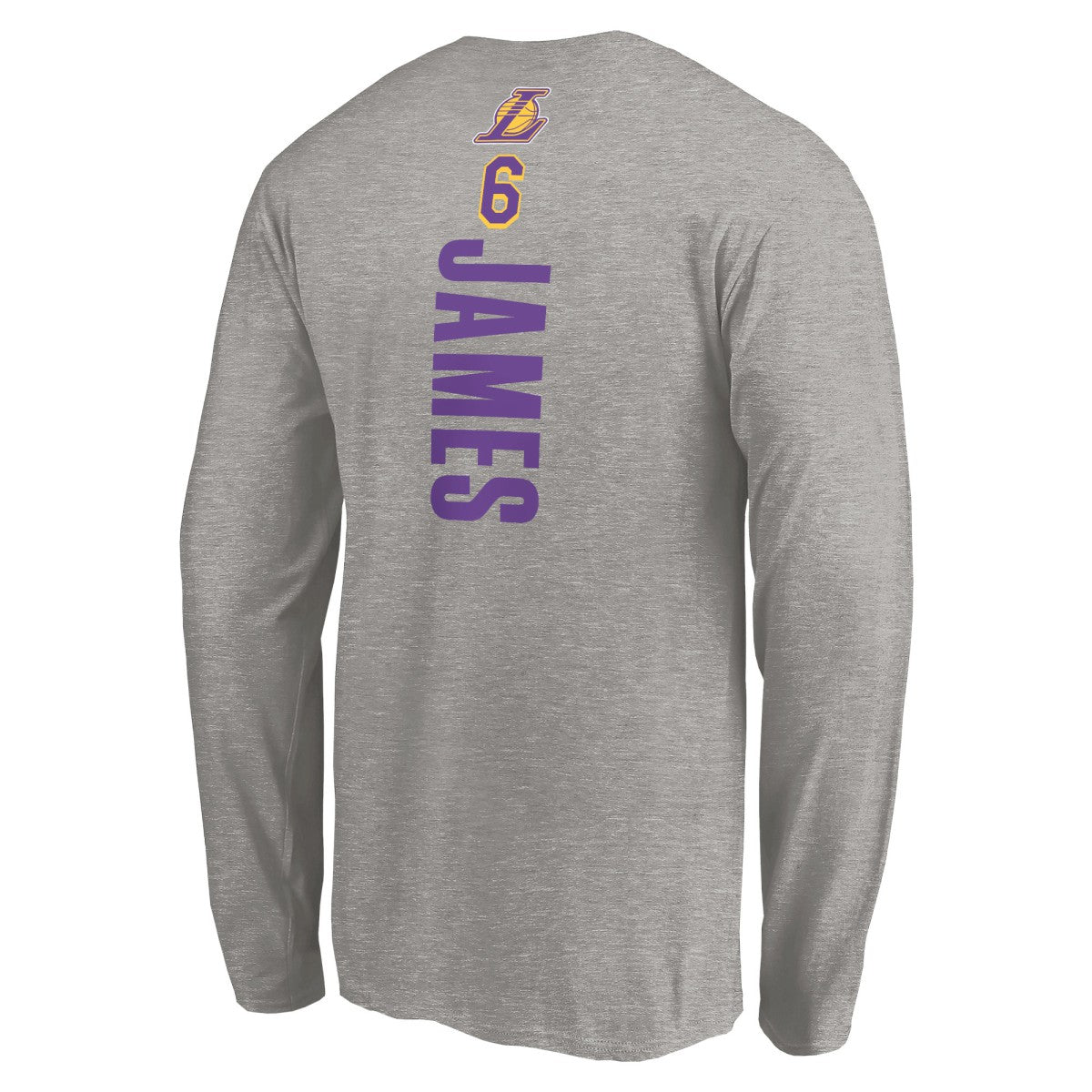 Heathered Gray LeBron James Los Angeles Lakers #6 Playmaker Name & Number Long Sleeve T-Shirt | NBA
