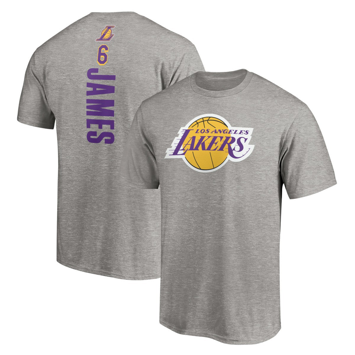 Heathered Gray LeBron James Los Angeles Lakers #6 Playmaker Name & Number T-Shirt | NBA