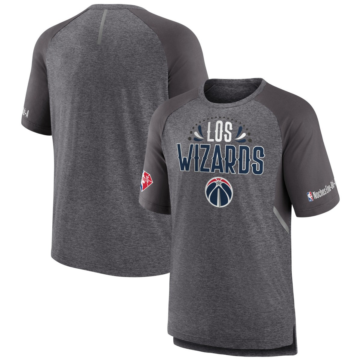 Heathered Gray Washington Wizards 2022 Noches Ene-Be-A Core Shooting Raglan T-Shirt | NBA