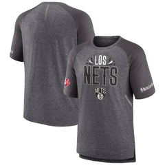 Heathered Gray Brooklyn Nets 2022 Noches Ene-Be-A Core Shooting Raglan T-Shirt | NBA