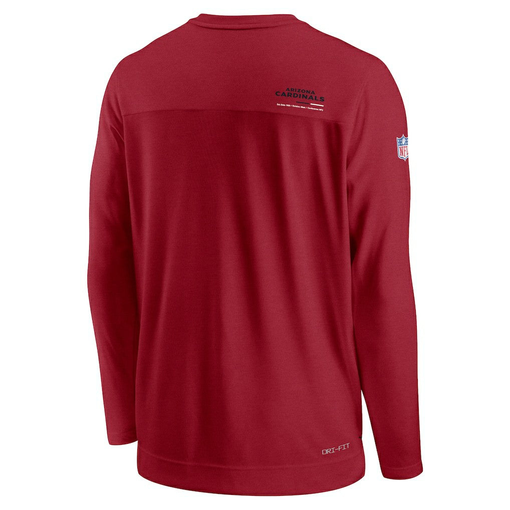 Arizona Cardinals Sideline Coach Chevron Lock Up Long Sleeve V-Neck Performance T-Shirt | NFL New