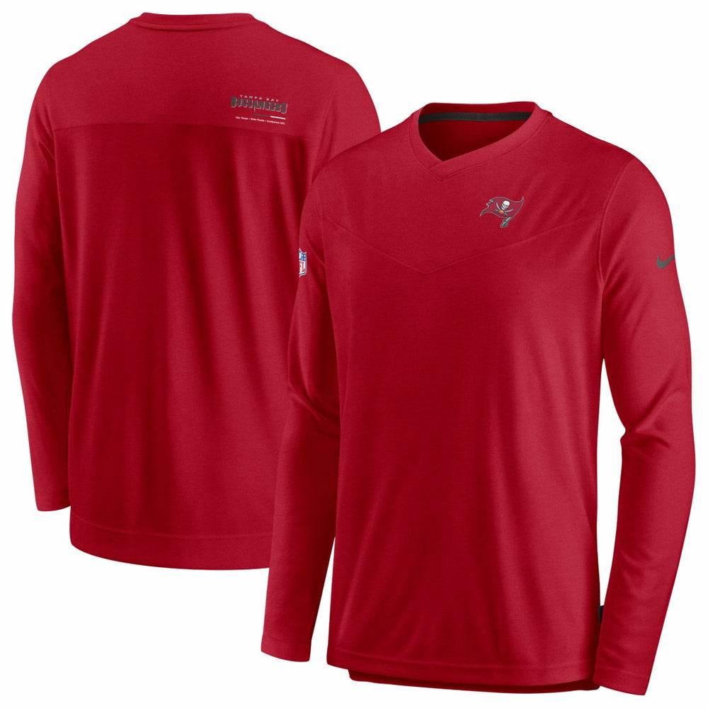 Tampa Bay Buccaneers Sideline Coach Chevron Lock Up Long Sleeve V-Neck Performance T-Shirt | NFL Hot
