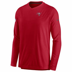 Tampa Bay Buccaneers Sideline Coach Chevron Lock Up Long Sleeve V-Neck Performance T-Shirt | NFL Hot