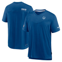 Indianapolis Colts Sideline Coach Chevron Lock Up Logo V-Neck Performance T-Shirt | NFL Outlet