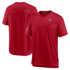 Tampa Bay Buccaneers Sideline Coach Chevron Lock Up Logo V-Neck Performance T-Shirt | NFL Hot