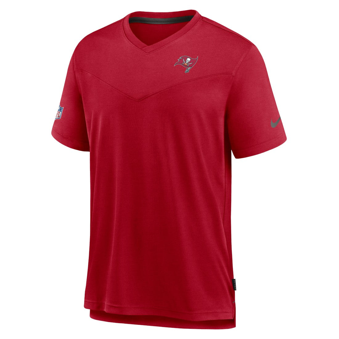 Tampa Bay Buccaneers Sideline Coach Chevron Lock Up Logo V-Neck Performance T-Shirt | NFL Hot
