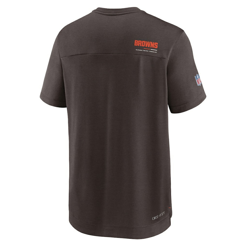 Cleveland Browns Sideline Coach Chevron Lock Up Logo V-Neck Performance T-Shirt | NFL Hot