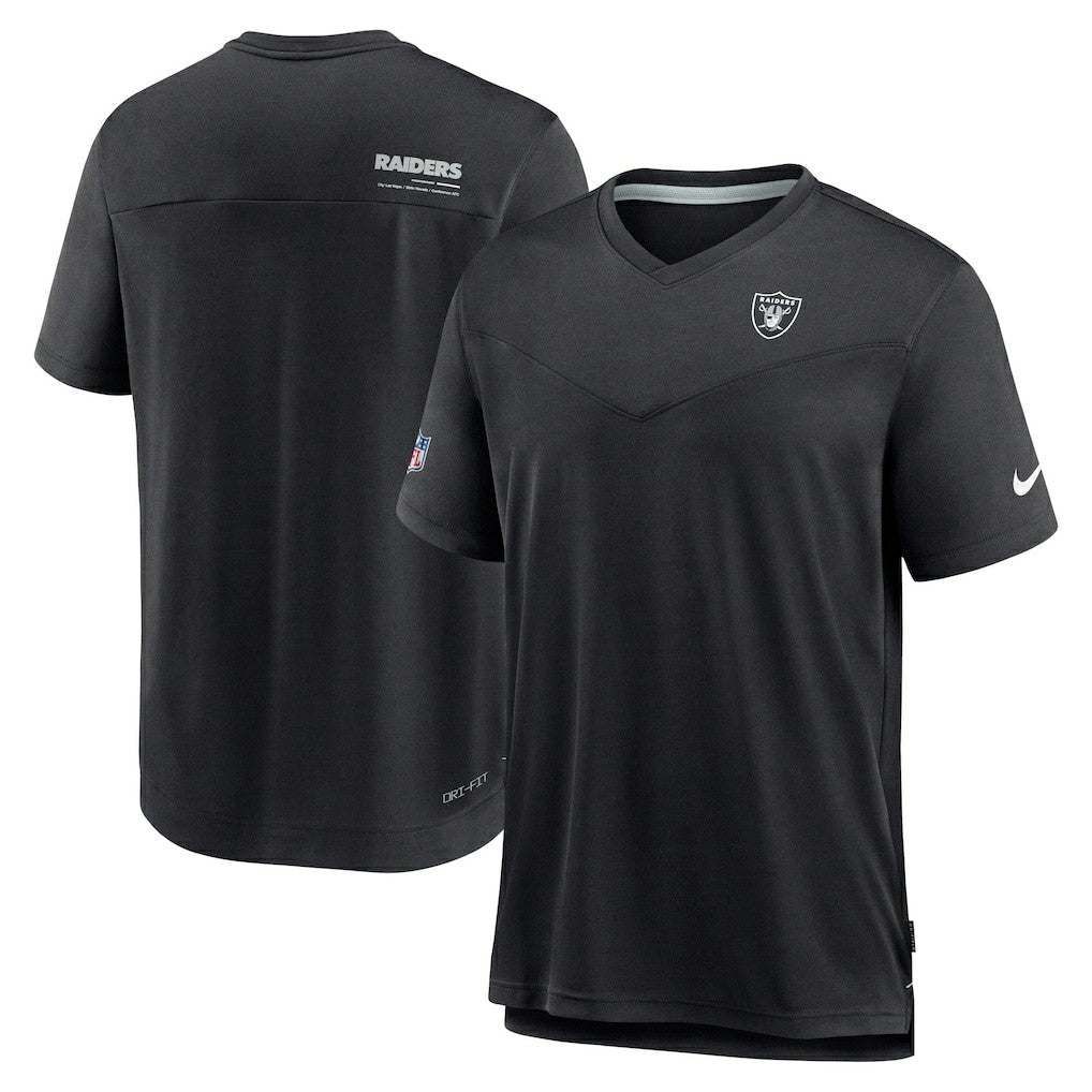 Las Vegas Raiders Sideline Coach Chevron Lock Up Logo V-Neck Performance T-Shirt | NFL Near me