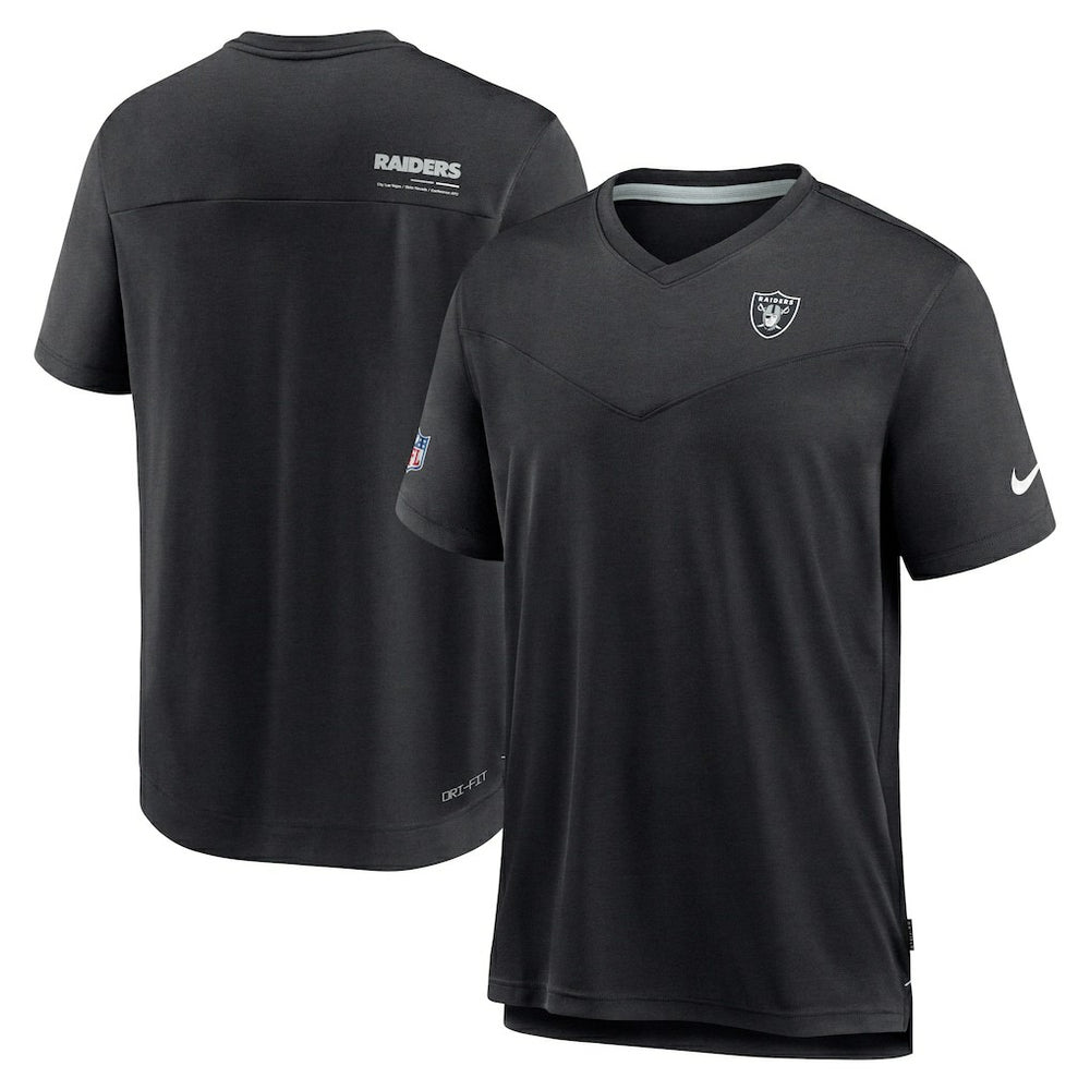 Las Vegas Raiders Sideline Coach Chevron Lock Up Logo V-Neck Performance T-Shirt | NFL Near me