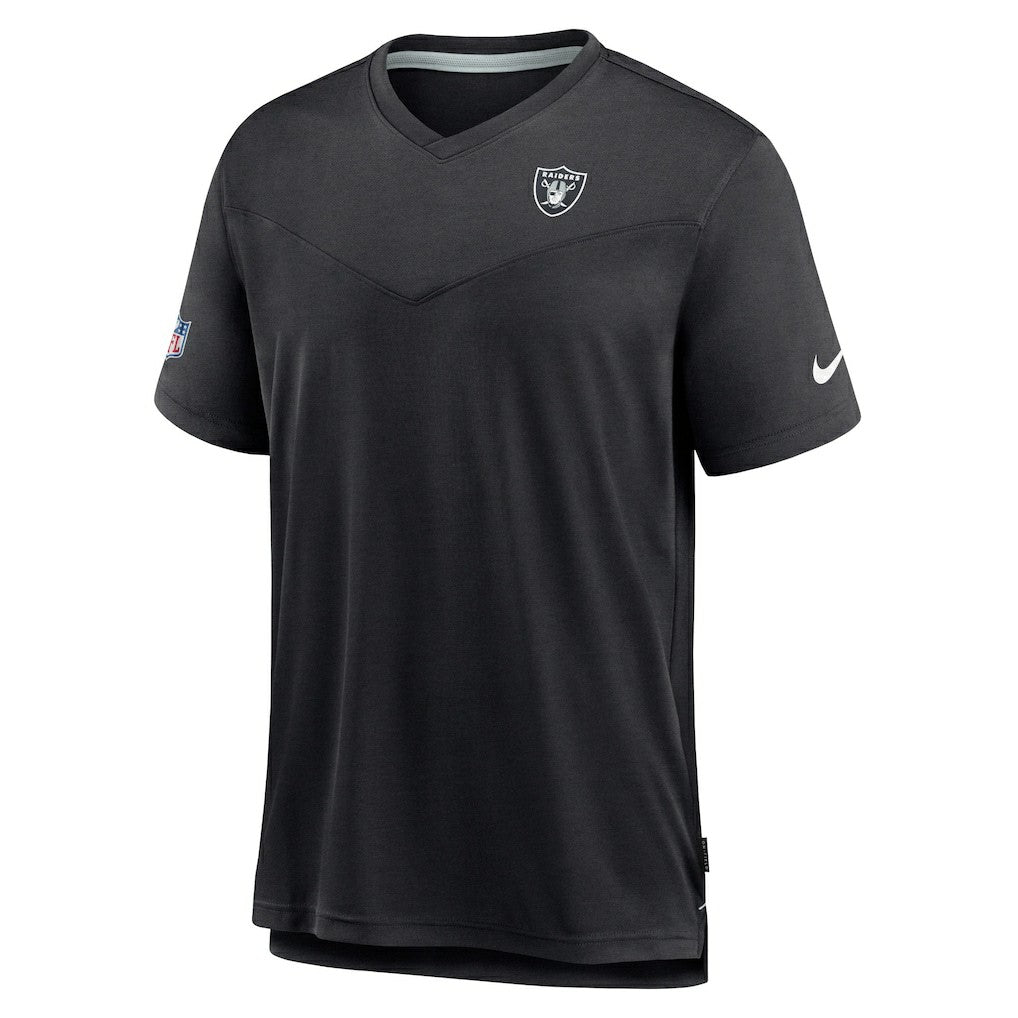 Las Vegas Raiders Sideline Coach Chevron Lock Up Logo V-Neck Performance T-Shirt | NFL Near me