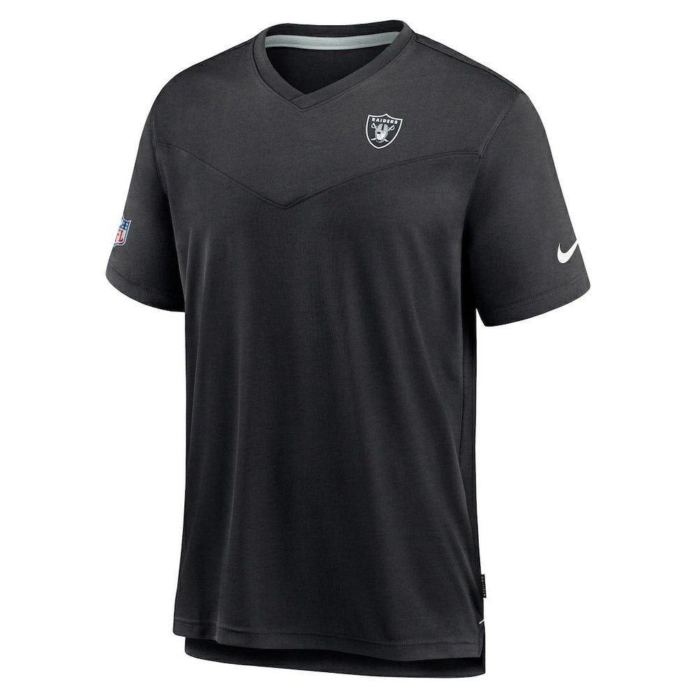 Las Vegas Raiders Sideline Coach Chevron Lock Up Logo V-Neck Performance T-Shirt | NFL Near me