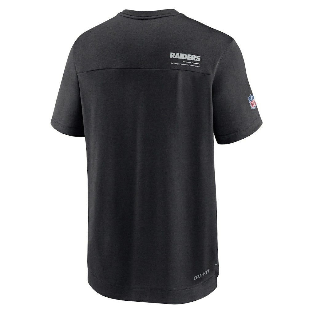 Las Vegas Raiders Sideline Coach Chevron Lock Up Logo V-Neck Performance T-Shirt | NFL Near me