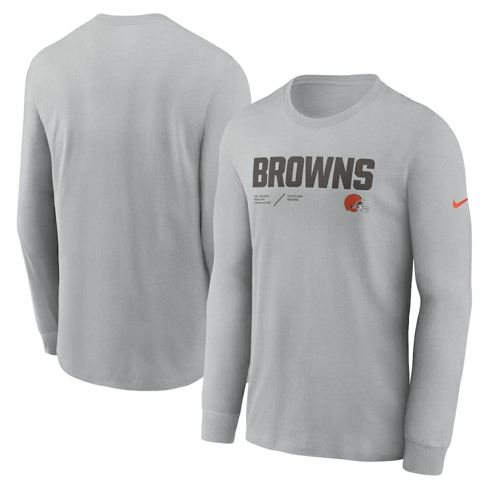 Cleveland Browns Sideline Infograph Lock Up Performance Long Sleeve T-Shirt | NFL Online
