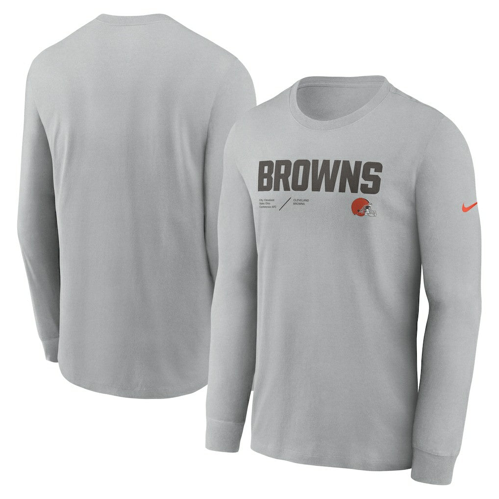 Cleveland Browns Sideline Infograph Lock Up Performance Long Sleeve T-Shirt | NFL Online