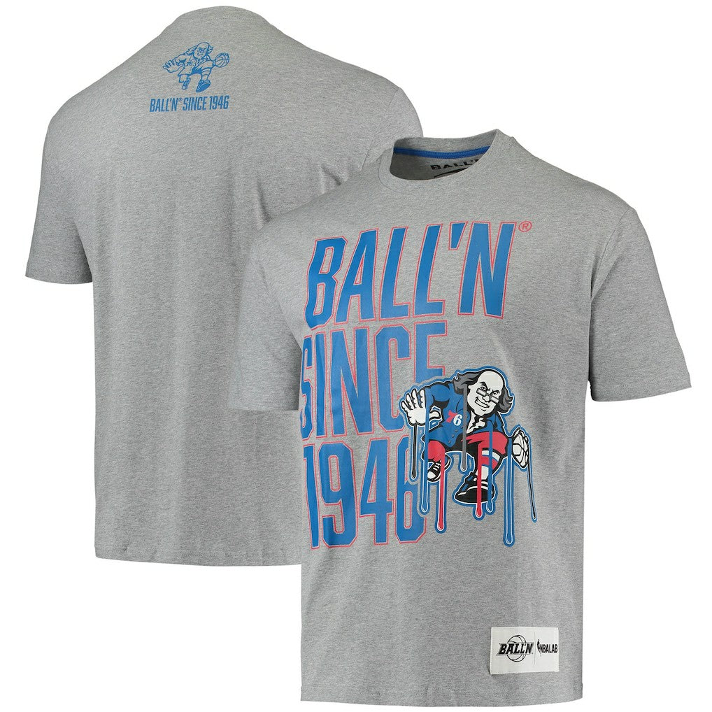 Heathered Gray Philadelphia 76ers BALL'N Since 1946 T-Shirt | NBA
