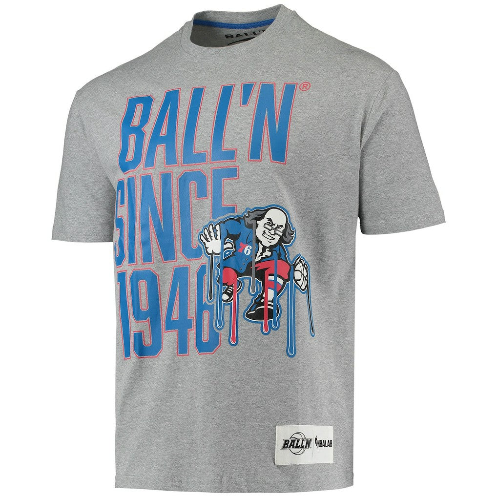 Heathered Gray Philadelphia 76ers BALL'N Since 1946 T-Shirt | NBA