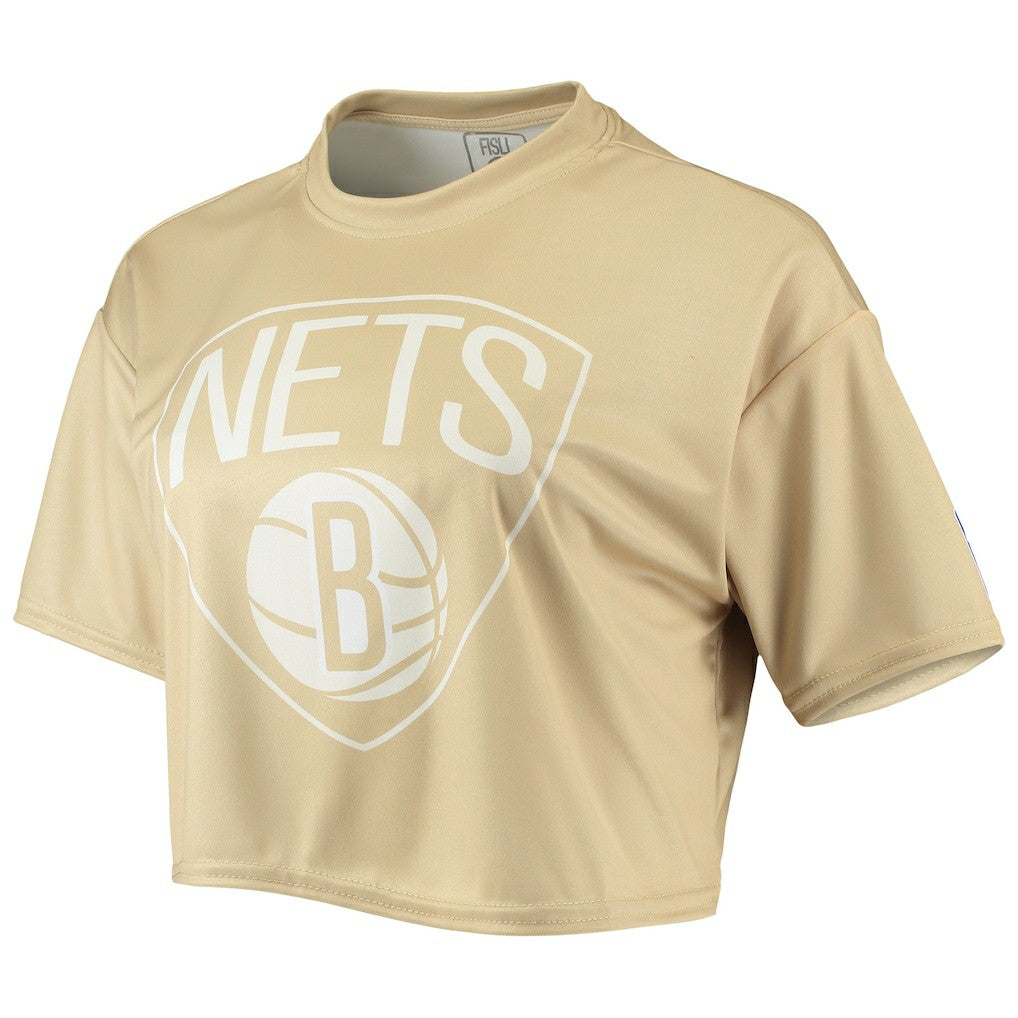 Brooklyn Nets Women's Tan Sand Crop Top discount | NBA