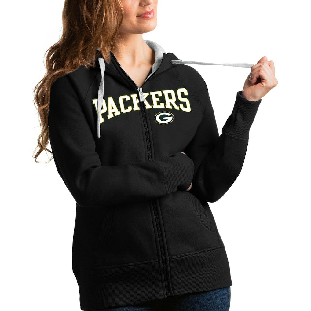 Green Bay Packers Antigua Women's Wordmark Victory Full-Zip Hoodie | NFL On sale