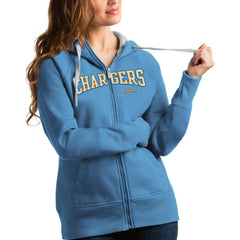 Los Angeles Chargers Antigua Women's Wordmark Victory Full-Zip Hoodie | NFL Outlet