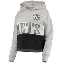 Heathered Gray/Heathered Black Brooklyn Nets '47 Women's Lizzy Cutoff Pullover Hoodie | NBA