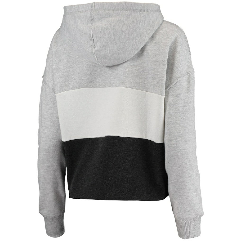 Heathered Gray/Heathered Black Brooklyn Nets '47 Women's Lizzy Cutoff Pullover Hoodie | NBA