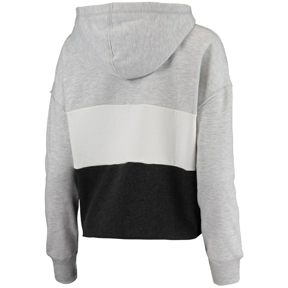 Heathered Gray/Heathered Black Brooklyn Nets '47 Women's Lizzy Cutoff Pullover Hoodie | NBA