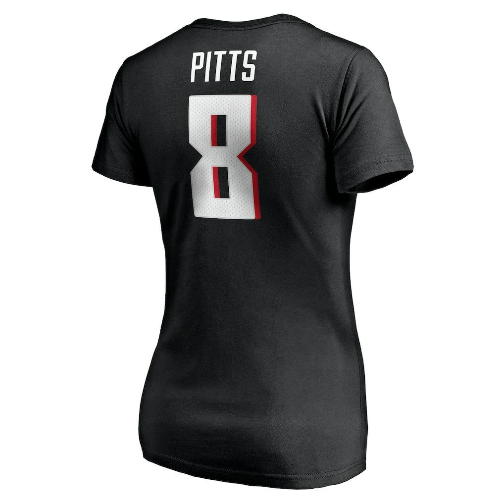 Atlanta Falcons Kyle Pitts  Women's Player Icon Name & Number V-Neck T-Shirt | NFL Sale