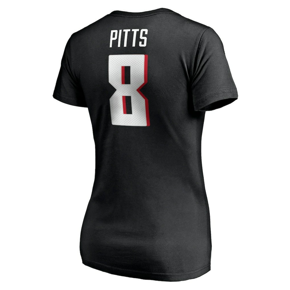 Atlanta Falcons Kyle Pitts  Women's Player Icon Name & Number V-Neck T-Shirt | NFL Sale