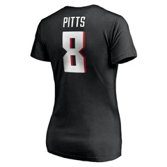 Atlanta Falcons Kyle Pitts  Women's Player Icon Name & Number V-Neck T-Shirt | NFL Sale