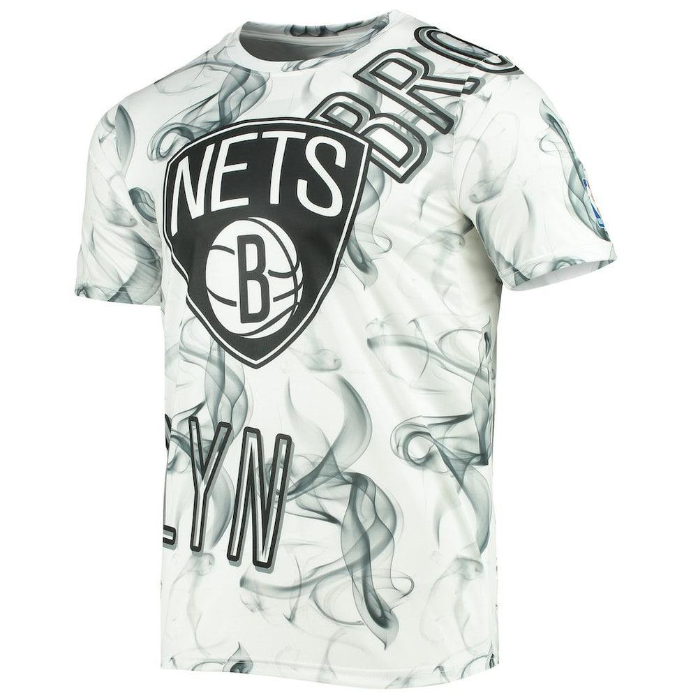 White/Black Brooklyn Nets FISLL Asymmetric Bold Smoke T-Shirt | NBA