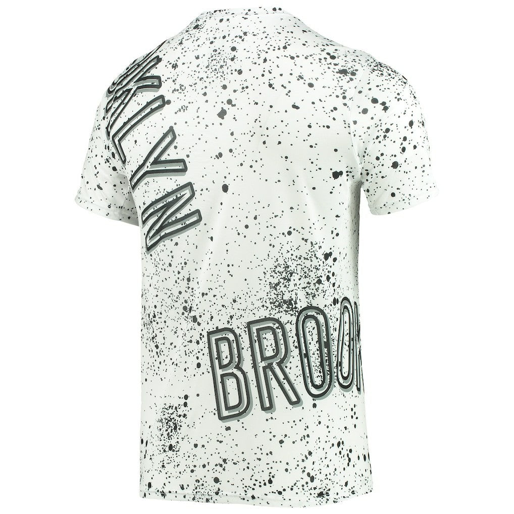 White Brooklyn Nets FISLL Gold Foil Splatter Print T-Shirt | NBA