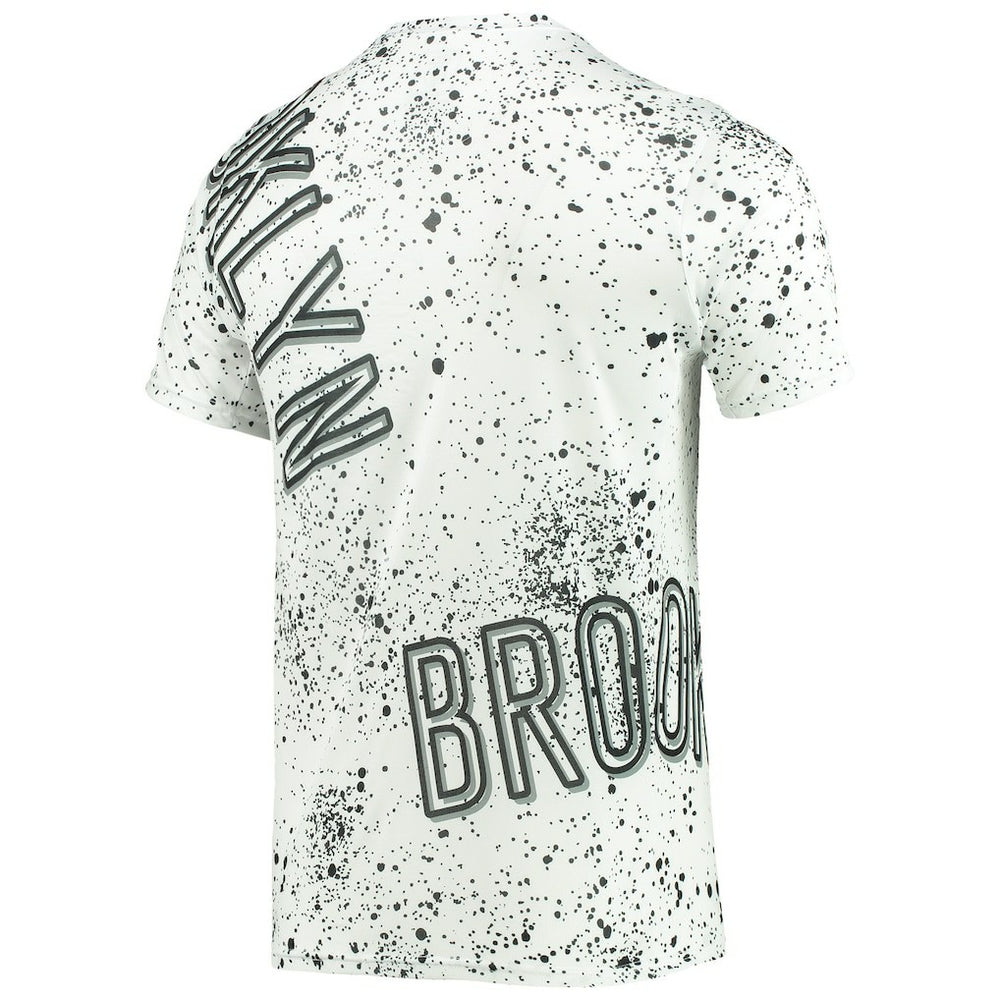 White Brooklyn Nets FISLL Gold Foil Splatter Print T-Shirt | NBA