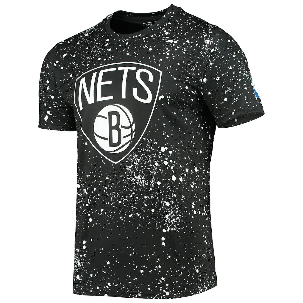 Black Brooklyn Nets FISLL Splatter Print T-Shirt | NBA