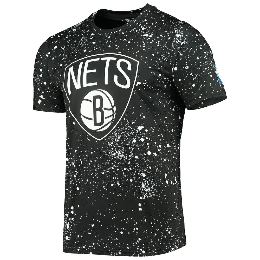 Black Brooklyn Nets FISLL Splatter Print T-Shirt | NBA