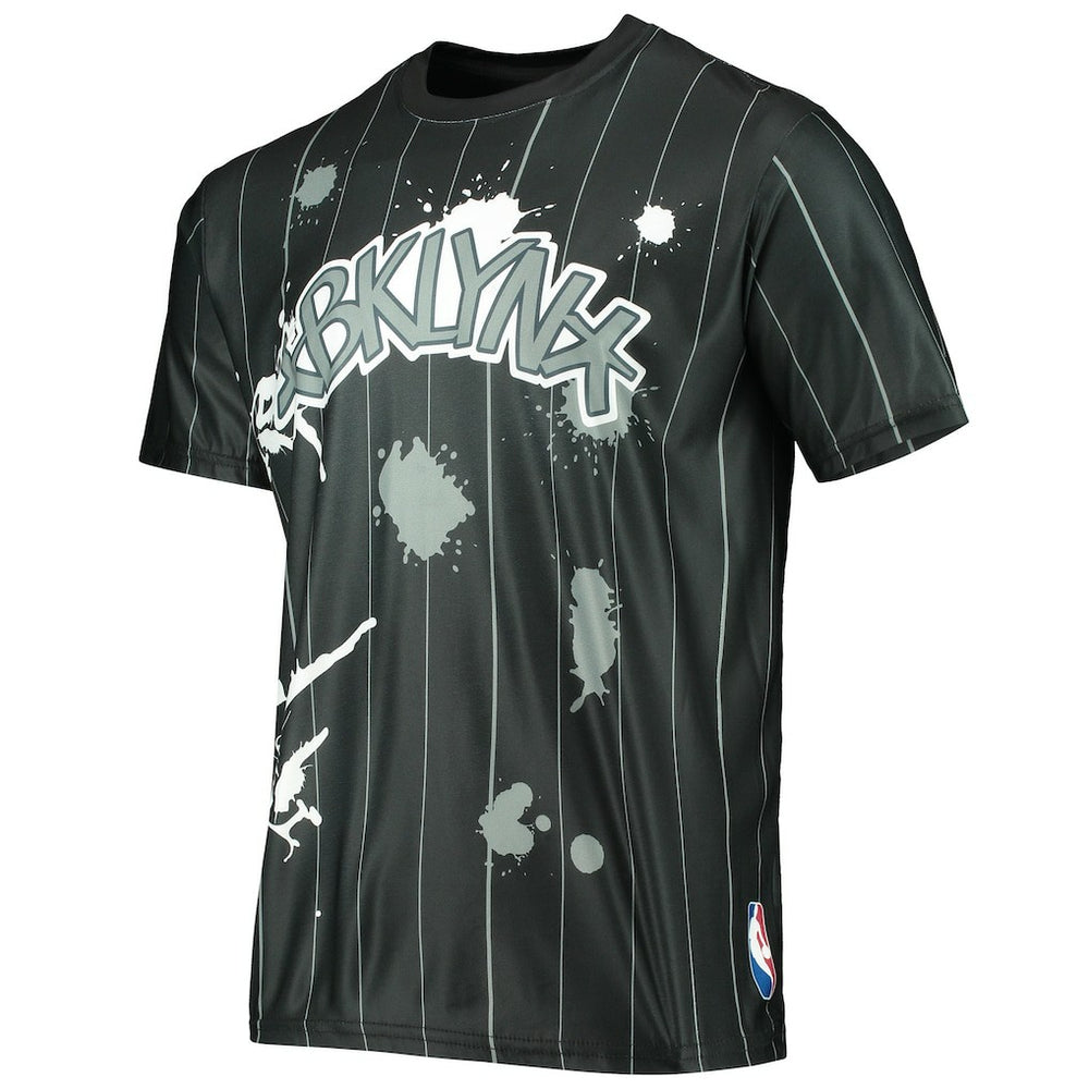 Black Brooklyn Nets FISLL Striped Splatter T-Shirt | NBA