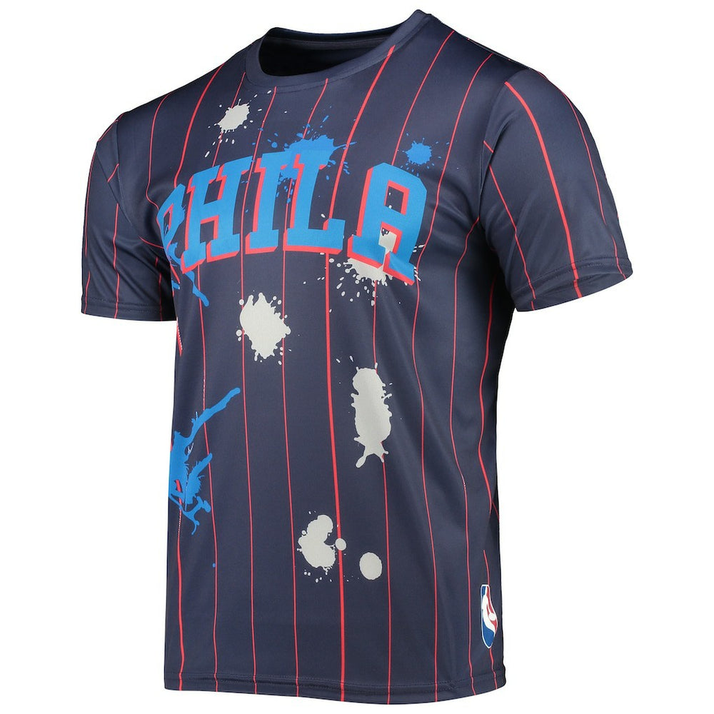 Navy Philadelphia 76ers FISLL Striped Splatter T-Shirt | NBA