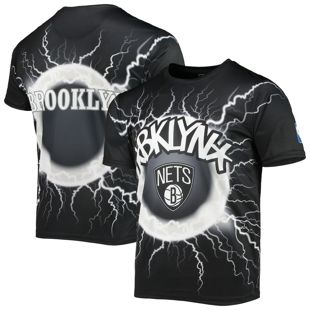 Black Brooklyn Nets FISLL Tornado Bolt T-Shirt | NBA