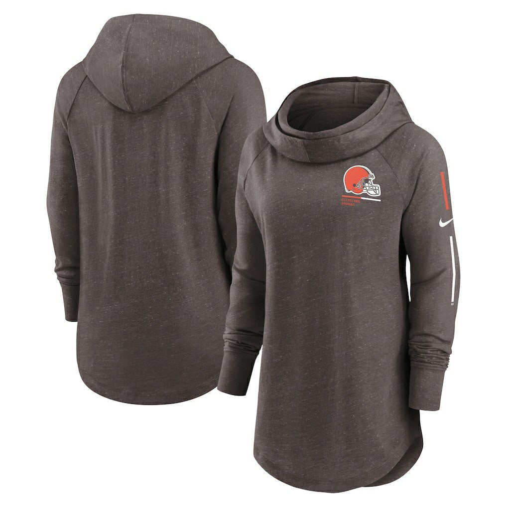 Cleveland Browns Women's Minimal Statement Lightweight Raglan Funnel Neck Pullover Hoodie | NFL Discount