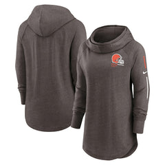 Cleveland Browns Women's Minimal Statement Lightweight Raglan Funnel Neck Pullover Hoodie | NFL Discount