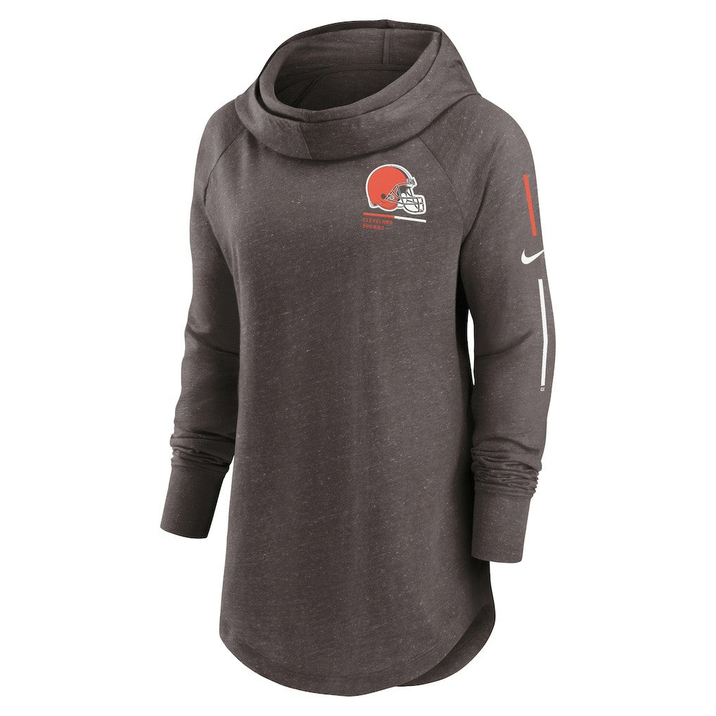 Cleveland Browns Women's Minimal Statement Lightweight Raglan Funnel Neck Pullover Hoodie | NFL Discount