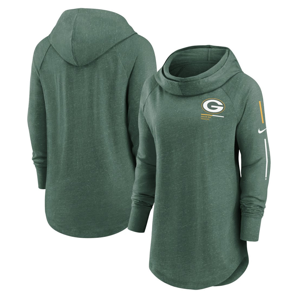 Green Bay Packers Women's Minimal Statement Lightweight Raglan Funnel Neck Pullover Hoodie | NFL Discount