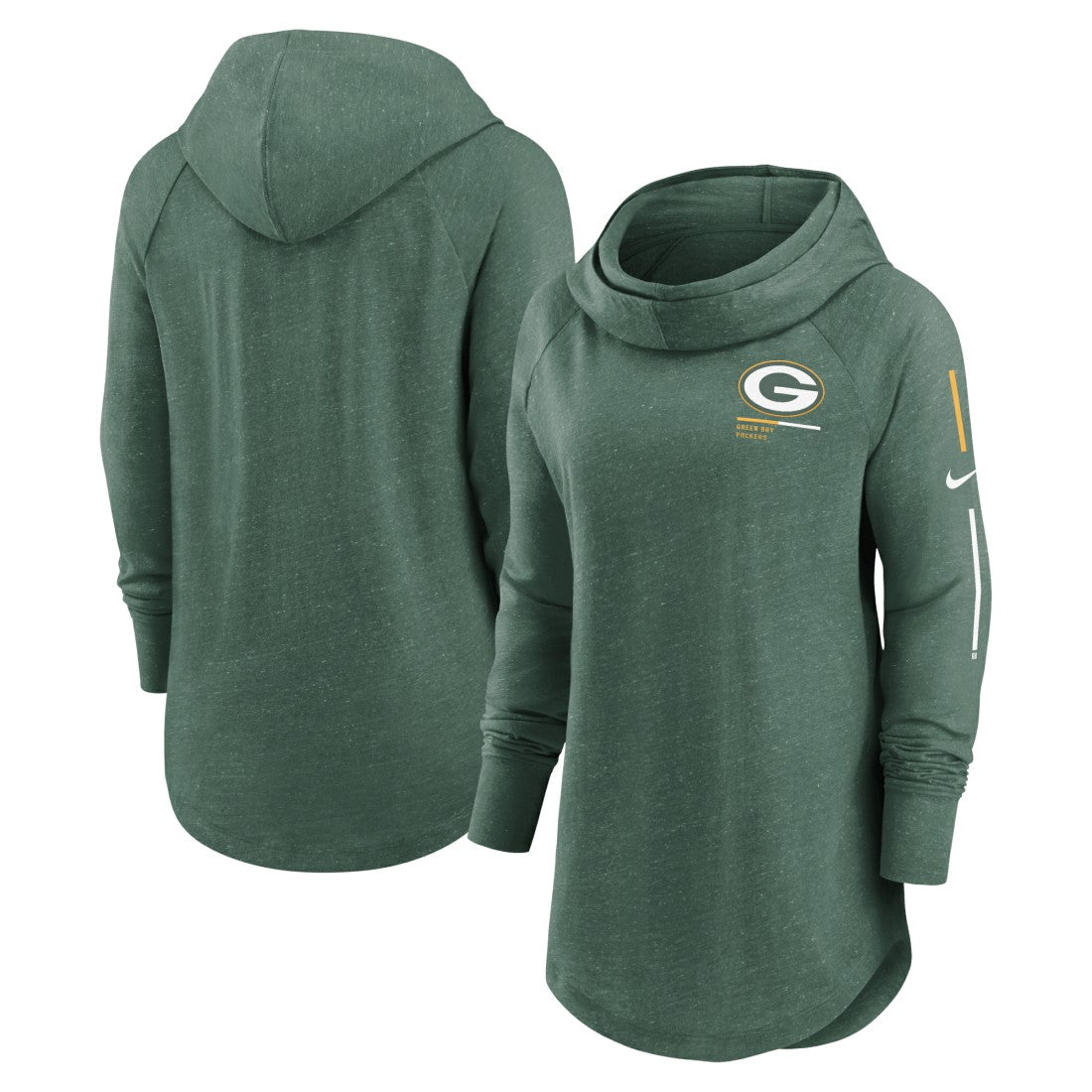 Green Bay Packers Women's Minimal Statement Lightweight Raglan Funnel Neck Pullover Hoodie | NFL Discount
